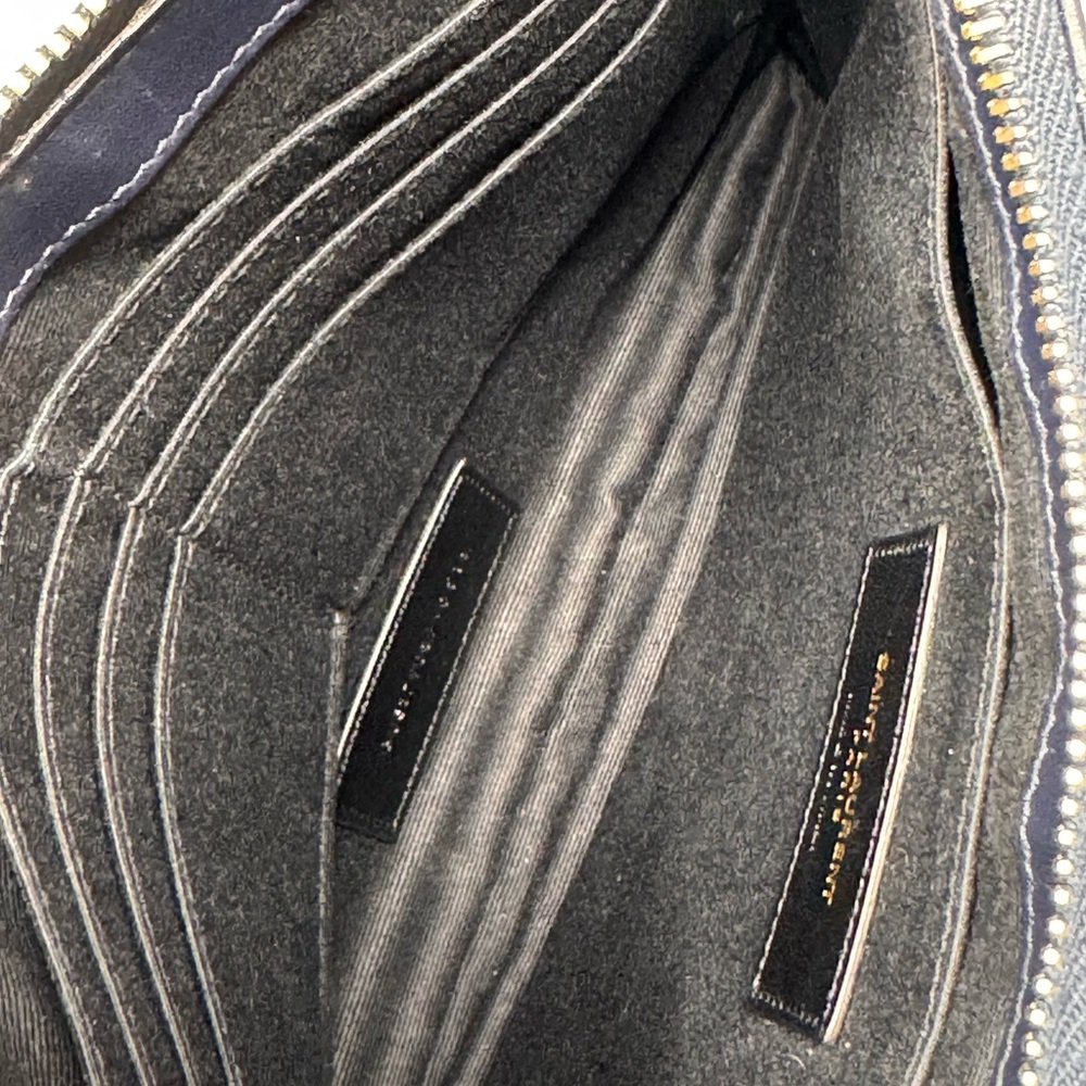 💯Authentic YSL Navy Blue Cassandra Chevron Wristlet - Picture 10 of 12